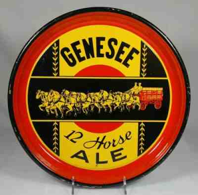 Old Genesee 12 Horse Ale Beer Tin Serving Tray Genesee Brewing Co. Rochester NY