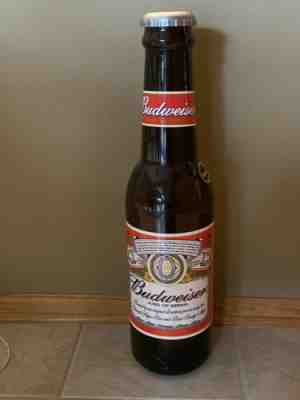 Vintage Budweiser Beer Plastic Bottle Coin Bank Snack Factory Popcorn 24