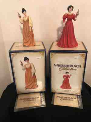 LOT OF 2 ANHEUSER BUSCH BUDWEISER, “BUD GIRL” BISQUE PORCELAIN FIGURINES