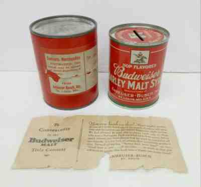 1920's Budweiser Barley Malt Syrup Tin Bank Promotion