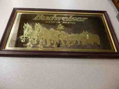 Budweiser Gold Clydesdale Horses King of Beer Bar Mirror Sign