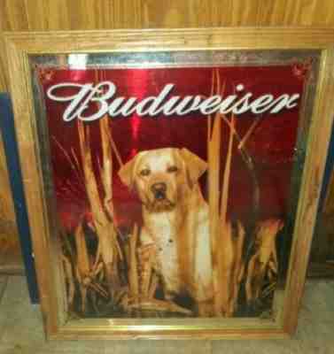 Budweiser Hunting Dog Mirror, Yellow Labrador, Vintage & Very Rare Lab, 29x34