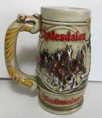 Budweiser Anheuser Busch 1983 Holiday Clydesdale Beer Stein Mug Ceramarte