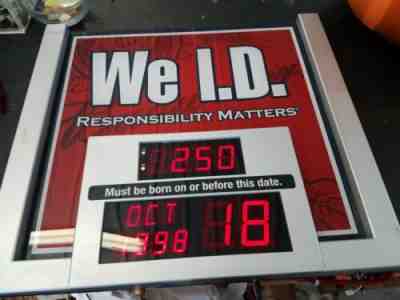 Budweiser Beer We ID Sign LED Light Up Digital Bar Clock Legal I.D. Date WORKING