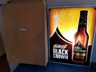 (L@@K) BUDWEISER BEER BLACK CROWN LIGHT UP SIGN GAME ROOM BAR GAME ROOM MAN CAVE