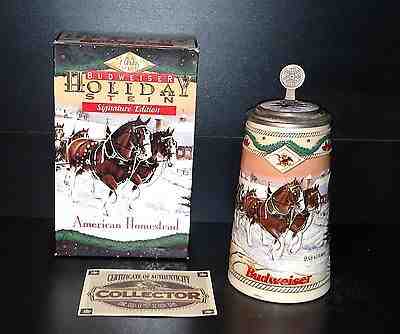 Anheuser Busch Budweiser 1996 American Homestead Holiday Stein Artist Signed