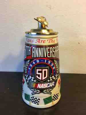 BUDWEISER NASCAR 50TH ANNIV LIDDED STEIN