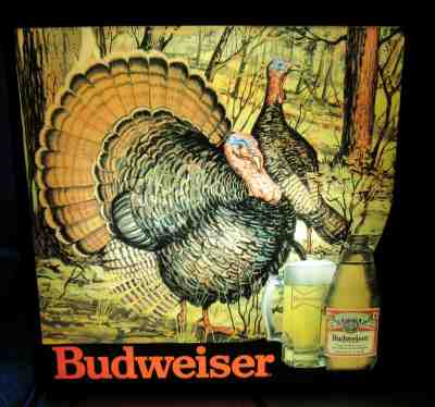 Budweiser Beer Turkey Sign Vintage Wildlife Hunting 1990 Light Up Rare Bud Bar