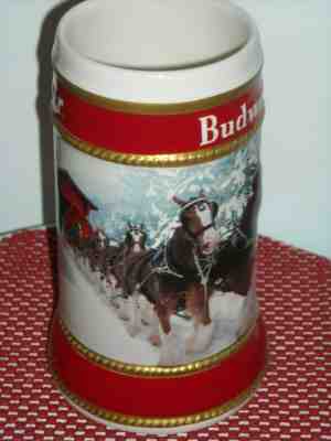 AUTHENTIC 2019 Budweiser Anheuser Busch  Holiday Christmas Beer Stein  w/Box ..