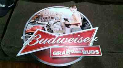 Budweiser Metal Tin Sign After The Ride Grab Some Buds 30 X25 New