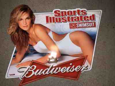 Vintage Budweiser beer sports illustrated Swimsuit Molly Sims metal sign 30”x25”