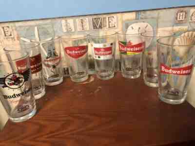 Budweiser collectible Pint Glass Lot Of 8 Retro Pint Series