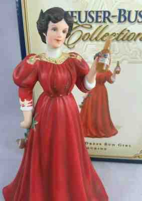 ANHEUSER-BUSCH COLLECTION 1907 RED DRESS BUD GIRL FIGURINE HAND PAINTED LIMITED