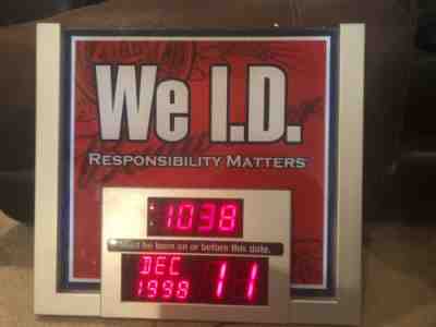 Budweiser Beer We ID Sign LED Light Up Digital Bar Clock Legal I.D. Date WORKING