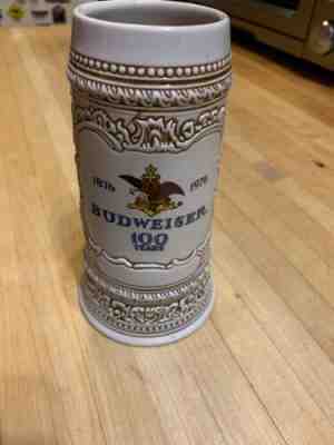 Rare Vintage Budweiser A & Eagle 1876 -1976 100 Years Beer Stein