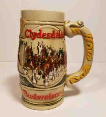 Vintage 1983 Budweiser Clydesdale Beer Holiday Stein Mug Ceramarte Brazil Nice!!