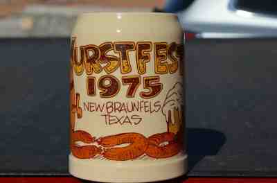 rare 1975 New Braunfels Texas Wurstfest mug beer stein german sausage OPA 