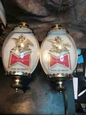 Set Of Two Vintage Budweiser Bubble Style Wall Sconces.1960S – 70S. They Work!