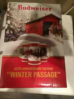 2019 Budweiser Holiday Stein Beer Mug 40th Ann. Christmas Series Winter Passage