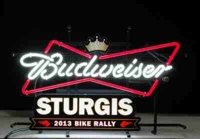 Authentic 2013 Budweiser Sturgis Motorcycle Neon Sign - NIB and Rare