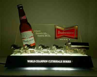 Budweiser World Champion Clydesdale Horses Lighted Sign Man Cave Very Good