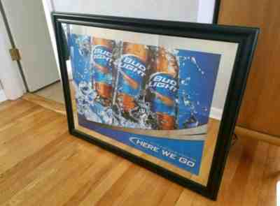 Bud Light Iconic Mirror Here We Go Beer Bar Advertisement Man Cave 3 Foot 34x26