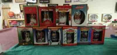 BUDWEISER HOLIDAY STEIN LOT OF (10) NEW IN ORIGINAL BOX'S