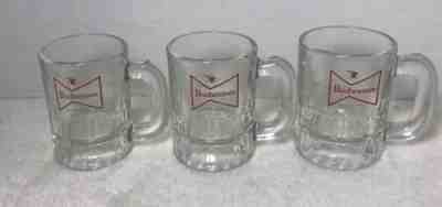 Small Budweiser RED Script Miniature 2 oz. Beer Mug lot of three mugs 