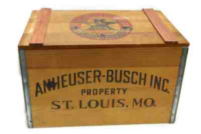 Budweiser Anheuser Busch Centennial Wooden Beer Crate Box Since 1876