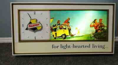 Vtg Falstaff Beer Light Motion Sign Lamp Clock Golf Cart Fishing Bowling Boating