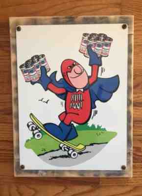 Budweiser Bud Man Beer Vintage 70's Skateboard Skateboarder Framed Poster Sign 