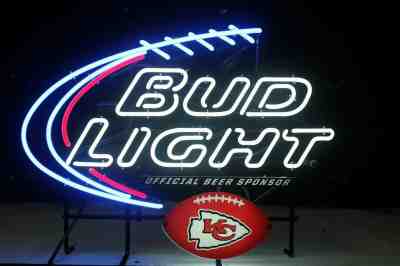 Authentic Bud Light NFL Kansas City Chiefs Neon Sign - NIB