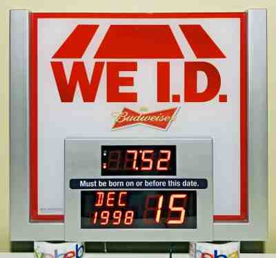 Budweiser Beer We ID Digital Sign LED Light Clock Born Before Date Legal I.D.