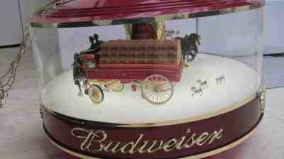 RARE BUDWEISER ROTATING CAROUSEL FAMOUS CLYDESDALE HORSES WAGON DISPLAY SIGN NR