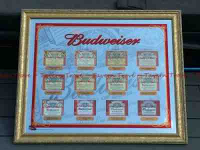 Large 2005 Budweiser HISTORY OF LABELS Beer mirror 36x30 inches