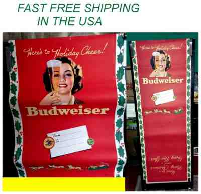 c1930s Budweiser Beer Anheuser Busch Girl Pilsner Glass Christmas Case Wrap 