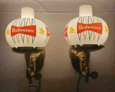 VINTAGE PAIR OF BUDWEISER ILLUMINATED SCONCE GAS LAMPS, PRE-OWNED NICE!