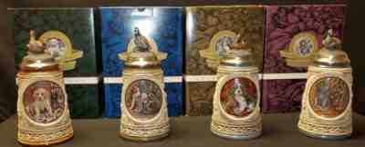 BUDWEISER FIRST HUNT SERIES Complete Set Beer Stein. Never Displayed