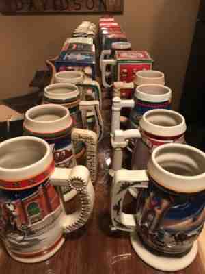 budweiser holiday steins/ mugs COMPLETE set 1980-2017.  38 Steins!