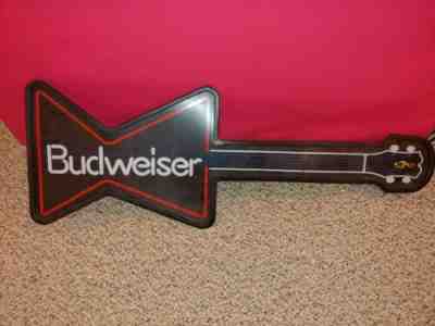 Vintage 1990's Budweiser Bud Beer Illuminated Guitar Rock Music Bar Wall  Sign