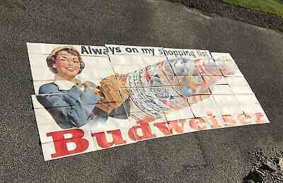 1950's BUDWEISER Billboard Sign - Great Graphics !