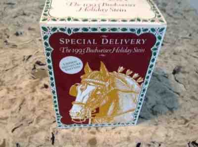 Budweiser 1993 Holiday Stein, Lidded Signature Edition, 