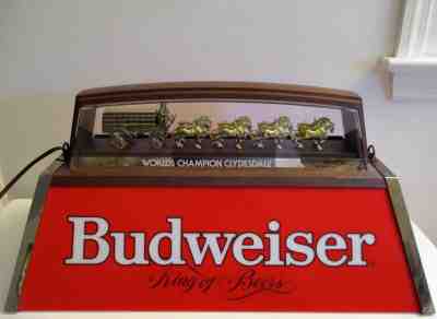 Vintage 1980's Budweiser Clydesdale Horse Team Pool Table Bar Light Lamp USA 24