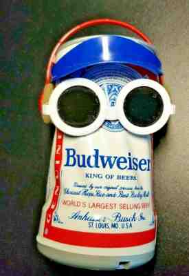 Vintage dancing Swingcan BUDWEISER BEER Can with Shades & Headphones 1980s