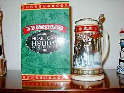 Budweiser 1994 2007  lidded  Holiday Stein signature