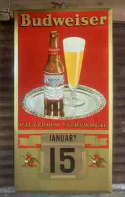 Vtg 30s-40s Budweiser Beer Calendar Complete TOC JEMS Advertising Sign NEAR MINT