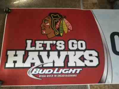 Chicago Blackhawks nhl hockey bud light beer giant 36x120  banner game room