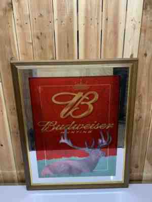 HUGE BUDWEISER BEER MIRROR ELK WILDLIFE RARE