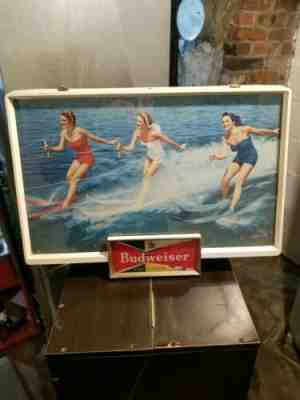 Rare Vintage 1950s Budwieser Anheuser Busch Lighted Bar Sign Ladies Water Ski 