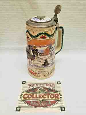 Budweiser Signature Edition AMERICAN HOMESTEAD Holiday Stein 1996; Artist Signed